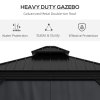 Outsunny 3 x 3.7m Outdoor Hardtop Gazebo Canopy Aluminium Frame with 2-Tier Roof & Mesh Netting Sidewalls for Patio, Dark Grey