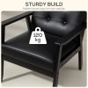 HOMCOM Armchair, PU Leather Accent Chair, Occasional Chair with Rubber wood Frame for Living Room, Reception, Bedroom, Balcony, Black