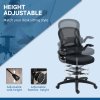 Vinsetto Drafting Chair with Flip-up Armrests, Mesh Office Chair, Ergonomic Draughtsman Chair with Lumbar Support and Footrest Ring for Standing Desk and Bar Counter, Black