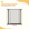 PawHut Dog Gate Wide Stair Gate w/ Door Pressure Fit Pets Barrier for Doorway, Hallway, 76H x 75-85W cm - Black