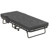 HOMCOM Folding Bed with Mattress, Foldable Guest Bed on Wheels, Portable Single Bed with 10cm Mattress, Side Pockets, Cover, 190 x 80cm, Dark Grey