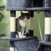 PawHut Cat Tree, 206cm Cat Tower with Sisal Scratching Posts and Board, Beds, Condos, Platforms, Hammocks, Toy Balls & Rope, Anti-Tip Kit, Kitten Activity Centre for Indoor, Dark Grey