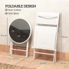 Outsunny 3 Pieces Outdoor Bistro Set, Glass Top Outdoor Table and 2 Folding Chairs, Garden Furniture Set with Protecting Feet, Steel Frame, Easy Clean, White