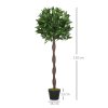 Outsunny Artificial Bay Laurel Topiary Trees w/ Pot Fake, Set Of 2 120cm/4FT Indoor Outdoor Greenery Plant Home Office Garden Decor Green
