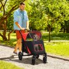 PawHut Dog Stroller Pet Pram Dog Pushchair Buggy with Adjustable Canopy for Medium and Large Breeds, Red