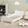 AIYAPLAY Toddler Bed, Cloud-Themed Kids Bed Frame with Safety Rails, Kids Bedroom Furniture, for Ages 3-8 Years, White