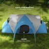 Outsunny 5-6 Man Camping Tent, 3000mm Waterproof Family Tent with Porch and Sewn in Groundsheet, Portable with Bag, for Fishing Hiking Festival, Blue