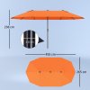 Outsunny 4.6m Large Garden Parasol Double-Sided Sun Umbrella Patio Market Canopy Shade Outdoor Orange - NO BASE
