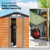 Outsunny 6.5 x 5ft Garden Shed, Metal Storage Tool House Gardening Tool Storage with Shutter Vents, Brown and Grey