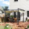 Outsunny 3 x 3(m) Pergola with Retractable Roof Canopy, Aluminium Frame Garden Gazebo Outdoor Sun Shade Shelter for Grill, Patio, Deck, Khaki