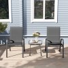 Outsunny Garden Bistro Set, 3 Piece Garden Furniture Set with Stackable Armchairs and SPC Board Coffee Table, Bistro Table and Chairs with Texteline Seats for Balcony, Porch, Black