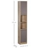 HOMCOM Narrow Bathroom Cabinet, Slim Bathroom Storage Unit with Open Compartment, Freestanding Storage Cupboard with Adjustable Shelves for Small Spaces, 30 x 24 x 170 cm