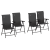 Outsunny Set of 4 Outdoor Wicker Folding Chairs, Patio PE Rattan Dining Armrests Chair set with 7 Levels Adjustable Backrest, for Outdoors, Camping, Grey