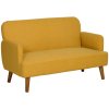 HOMCOM 2 Seater Sofa, Small Sofa Couch with 21cm Thick Padding and Wood Legs, Modern Velvet Feel Fabric Loveseat for Living Room, Bedroom, Home Office