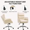 HOMCOM Home Office Chair, Upholstered Sherpa Fleece Desk Chair with Height Adjustable, Tilt Function and 360° Swivel Wheels for Home Office and Study Room, Cream White