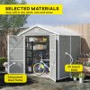Outsunny 8 x 6ft Plastic Garden Storage Shed with Foundation Kit, Polypropylene Outdoor Storage Tool House with Ventilation Slots and Lockable Door, Light Grey