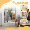 PawHut Dog Gate Wide Stair Gate w/ Door Pressure Fit Pets Barrier for Doorway, Hallway, 76H x 75-95W cm - White