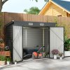 Outsunny 8 x 4FT Garden Shed, Galvanised Metal Shed, Easy to Assemble, Outdoor Tool Storage Shed with Pent Roof, Lockable Door and 2 Vents, Grey