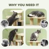 Pet Steps for Bed and Sofa Dog Cat Stairs w/ Scratching Tickling Post, Beige
