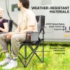 Outsunny Set of 2 Folding Camping Chairs, Padded Camping Chairs with Adjustable Armrests, Portable & Lightweight Folding Camp Chair with Cooler Bag, Cup Holder and Side Pockets, Grey