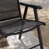 Outsunny Set of 4 Folding Garden Chairs, Metal Frame Garden Chairs Outdoor Patio Park Dining Seat with Breathable Mesh Seat, Black