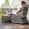Outsunny 5 Pieces PE Rattan Garden Furniture Set, Wicker Outdoor Furniture Set with Reclining Chairs, Coffee Table, Footstools and Thick Cushions for Balcony, Patio, Grey