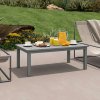 Outsunny Aluminium Outdoor Coffee Table, Rectangular Patio Side Table with Slat Tabletop for Indoor, Garden, Balcony, 100cm x 60 cm, Grey