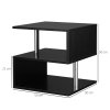 HOMCOM Wooden S Shape Cube Coffee Table 2 Tier Storage Shelves Organizer Office Bookcase Living Room End Desk Stand Display 