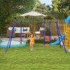 Outsunny Kid Swing Set, 3 in 1 Garden Metal Set for Outdoor with Single Swing, Glider, Rocking Chair Swing, for Toddlers 3+Years, Orange