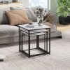 HOMCOM Nesting Tables Set of 3, Side End Table with Faux Marble Effect Top and Steel Legs for Living Room, Bedroom, White