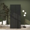 HOMCOM 2 Door Wardrobe for Bedroom, Double Wardrobe with Shelves and Hanging Rail, Modern Bedroom Furniture, Black