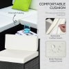 Outsunny 5 Pieces PE Rattan Garden Furniture Set with Cushions, Outdoor Corner Sofa, Patio Sectional Conversation Furniture Sets with Glass Top Coffee Table, Black