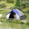 Outsunny Camping Tent, 2 Man Dome Tent, 3000mm Waterproof, with Sewn-in Groundsheet, Carry Bag and Top Hook, for Fishing Hiking Festival, Grey and Dark Blue
