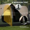 Outsunny 2 Bedroom Camping Tent for 6-8 Man, Large Family Tent with 2000mm Waterproof Rainfly and Screen Panels, Portable with Bag, for Fishing Hiking Festival, Dark Green