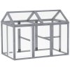 PawHut Large Chicken Run, Wooden Chicken Coop, Pet Playpen w/ Combinable Design - Grey