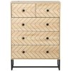 HOMCOM 5 Drawer Chest Sideboard Cabinet Storage Unit Bedroom Home Unique Zigzag Design w/ Black Metal Handles Anti Tip & Top
