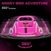 AIYAPLAY Angry Bird Licensed 12V Kids Bumper Car, 360 Rotation Waltzer Car with Joysticks, Remote Control, Music USB LED Lights, for 3-5 Years Old - Pink