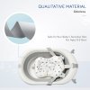 HOMCOM Foldable Baby Bathtub Set, Collapsible Bath Tub with Thermostatic Water Plug, Non-Slip Support, Cushion Pad, Drain Plugs, for Newborn to 3 Years - Offwhite