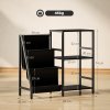 HOMCOM Record Player Stand, 3-Tier Side Table with Vinyl Record Storage, End Table with 3 Oxford Cloth Magazine Racks for Living Room, Bedroom, Black Wood Effect
