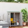 Outsunny Wooden Garden Storage Shed, Tool Cabinet Organiser with Shelves and Double Door, 110 x 55 x117cm, Light Grey