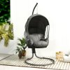 Outsunny Hanging Egg Chair with Cushion and Retractable Canopy, Swing Hammock Chair with Adjustable Metal Stand, for Indoor and Outdoor, Grey