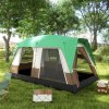 Outsunny 6-7 Man Camping Tent, 3000mm Waterproof Family Tunnel Tent with Sewn in Groundsheet and Top Light Hook, Portable with Bag, for Fishing Hiking Festival, Green