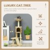 PawHut 116cm Cat Tree for Indoor Cats, Cat Tower with Scratching Posts, Ramp, Cat House, Toy Balls, Platforms, Bed, Ramp - Beige