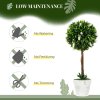 HOMCOM Set of 2 Decorative Artificial Plants Ball Trees with Lavender Flowers in Pot Fake Plants for Home Indoor Outdoor Decor, 60cm, White