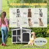 PawHut Wooden Dog Kennel, Elevated Dog House with Removable Floor, Asphalt and Openable Roof, Giant Window, Outdoor Pet House Shelter for Large Dogs, Charcoal Grey