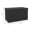 Outsunny 450 Litre Garden Storage Box, Outdoor Storage Box with Wheels and Handles, Lockable Galvanised Steel Outside Deck Box Organiser for Tools, Cushions, Dark Grey