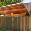 Outsunny Garden Arch Wood Bench Outdoor Storage Box Garden Furniture Chair 115L x 45W x 75Hcm, Brown