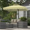 Outsunny 2.5m Cantilever Parasol with Easy Lever, Square Double Top Garden Parasol Umbrella with Ruffles and Cross Base, Overhanging Outdoor Sun Shades, Beige