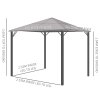 Outsunnym 3 x 3(m) Hardtop Gazebo Canopy with Polycarbonate Roof, Aluminium Frame, Permanent Pavilion Garden Gazebo with Netting and Curtains - Grey