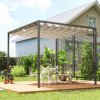 Outsunny 2.8 x 3(m) Metal Outdoor Pergola with Retractable Roof, Outdoor Gazebo Canopy Shelter with Grommet Holes for Garden, Patio, Lawn, Beige
